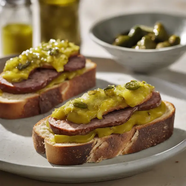 Foto de Sausage and Pickle Toasts