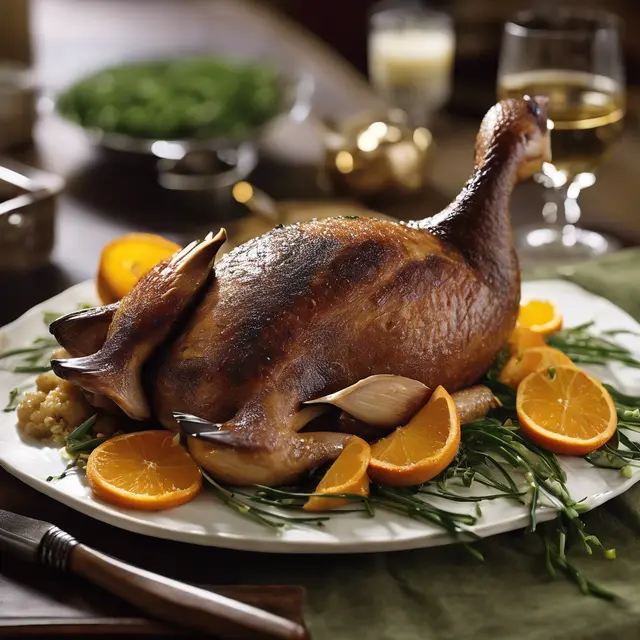 Foto de Stuffed Duck with Mushroom and Orange Glaze