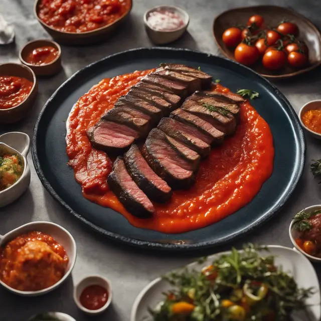 Foto de Grilled Picanha with Pimentão and Tomato Sauce