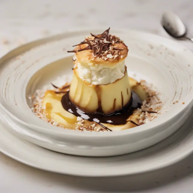 Foto de Pear Soufflé with Chocolate Sauce