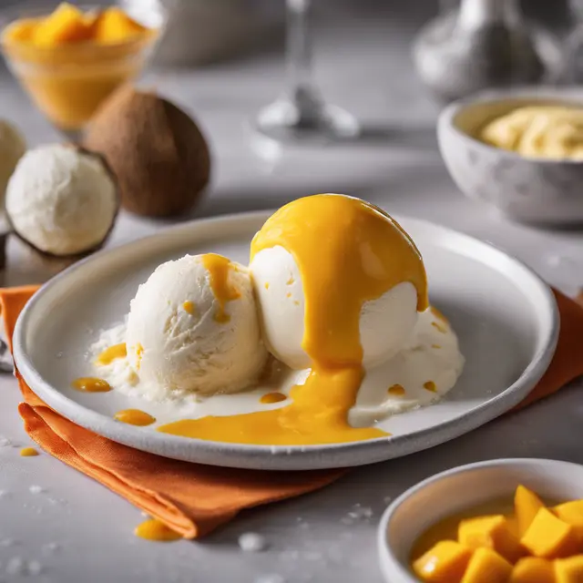 Foto de Coconut Ice Cream with Mango Sauce