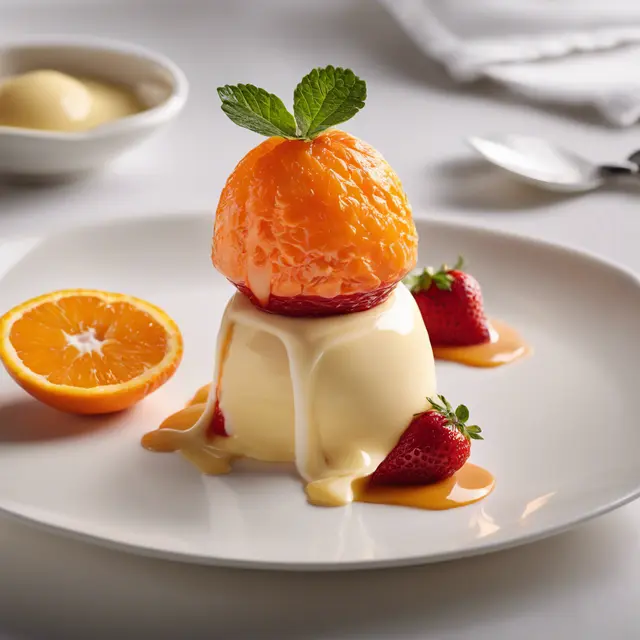 Foto de Stuffed Orange with Strawberry and Catalan Cream