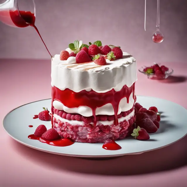 Foto de Suspension Cake with Strawberry and Raspberry Sauce