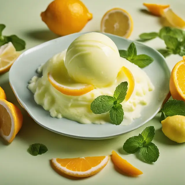 Foto de Lemon and Orange Sorbet with Mint Cream