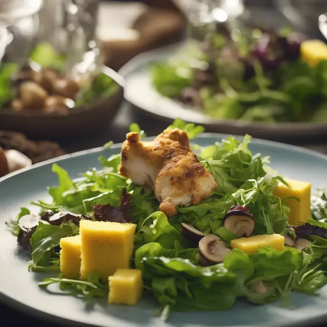 Foto de Green Salad with Polenta Croutons and Chicken