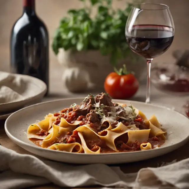 Foto de Tomato, Meat, and Wine Pappardelle