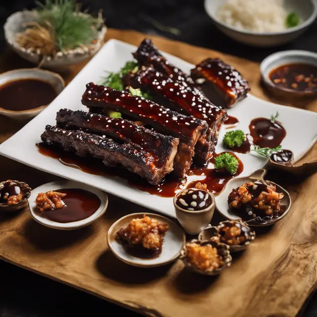 Foto de Glazed Ribs with Tamarind Sauce and Tapioca Bites