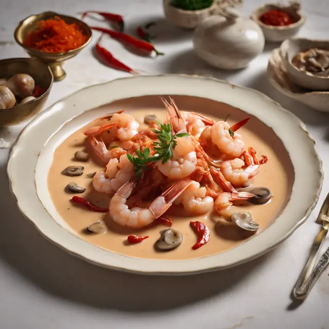 Foto de Shrimp with Mushroom and Pimenta Cream Sauce