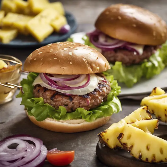 Foto de Meat Burger with Pineapple and Gruyère