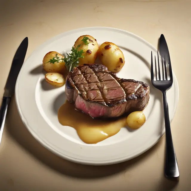 Foto de Mignon Steak with Potatoes and Milk