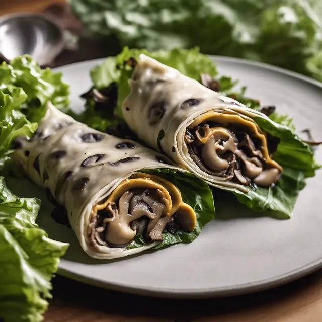 Foto de Mushroom Leaf Wrap with Mushroom and Mustard Sauce