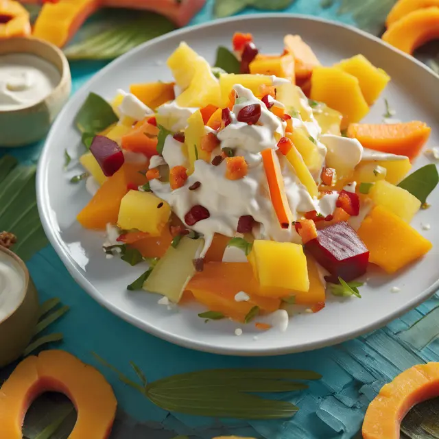 Foto de Tamarind, Papaya, and Pineapple Salad with Cream Cheese Dressing