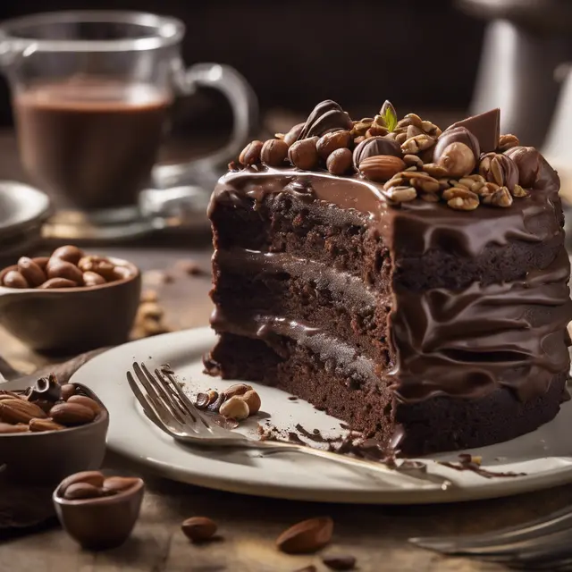 Foto de Chocolate Cake with Chocolate and Nut Filling