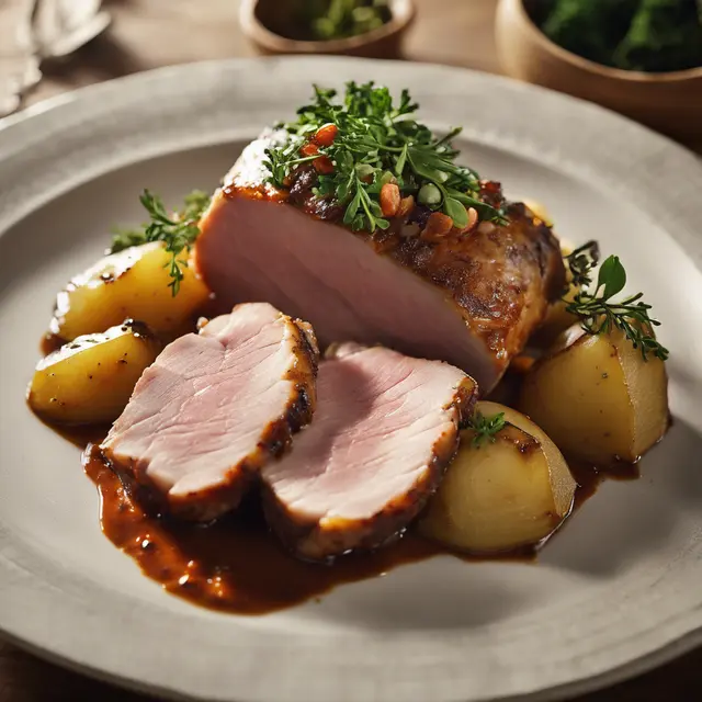 Foto de Lombo de porco com batata e agrião