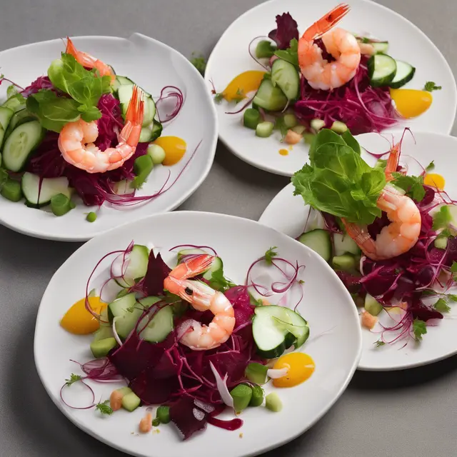 Foto de Camero Shrimp Salad with Beetroot and Cucumber