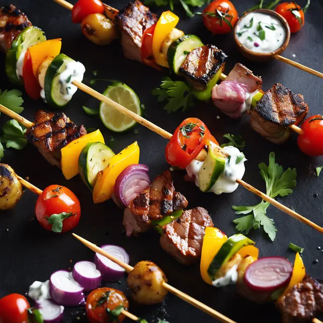 Foto de Mignon Skewers with Vegetables Tempered with Yogurt