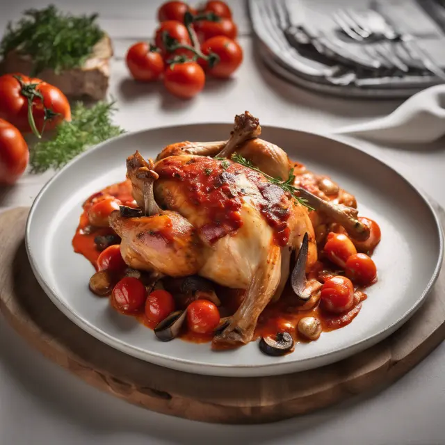 Foto de Roasted Chicken with Tomato and Mushroom Sauce