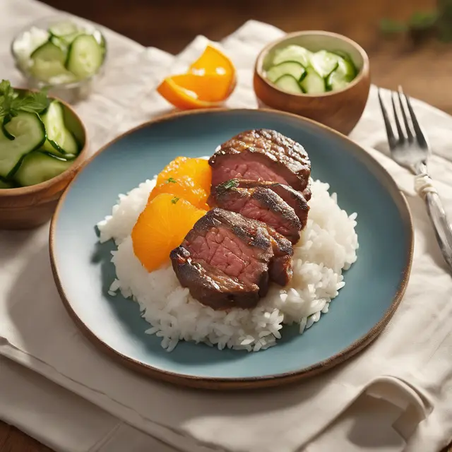 Foto de Mojo Meat with Orange, Rice, and Cucumber