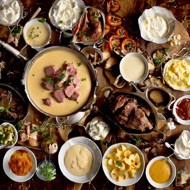 Foto de Beef, Camarao, and Chicken Fondue Sauce