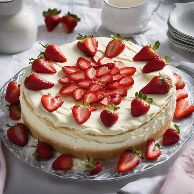 Foto de Mascarpone Cream Cake with Strawberries