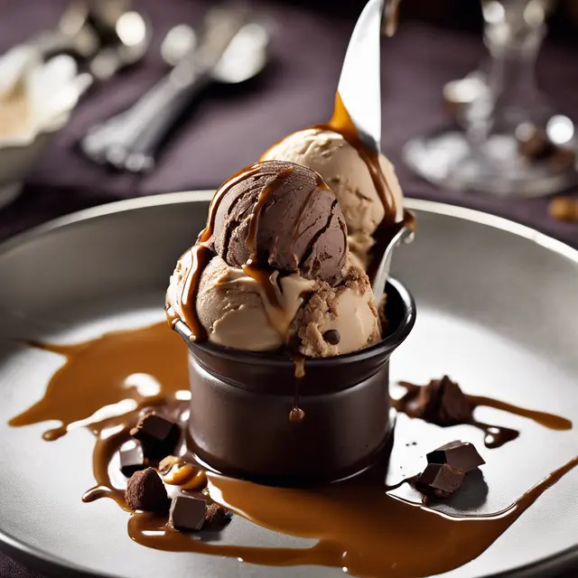 Foto de Chocolate and Coffee Ice Cream with Caramel Sauce