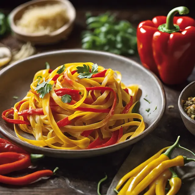 Foto de Yellow and Red Pepper Fettuccine with Coriander