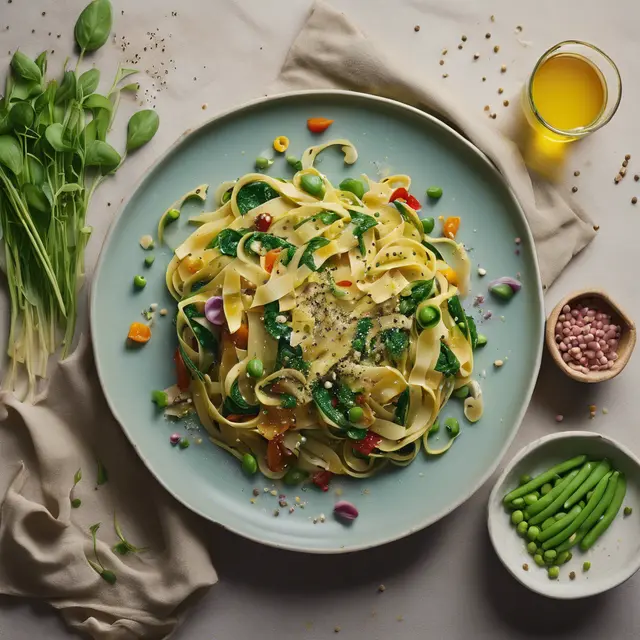 Foto de Spinach and Vegetable Fettuccine with Mustard Seeds