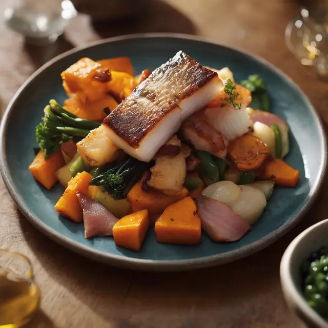 Foto de Cod with Pork Belly and Vegetables