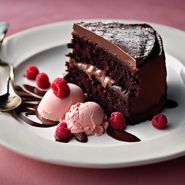 Foto de Chocolate Cake with Raspberry Ice Cream