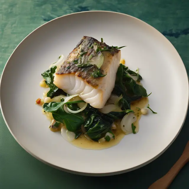 Foto de Cod with Portuguese-style Greens and Onions