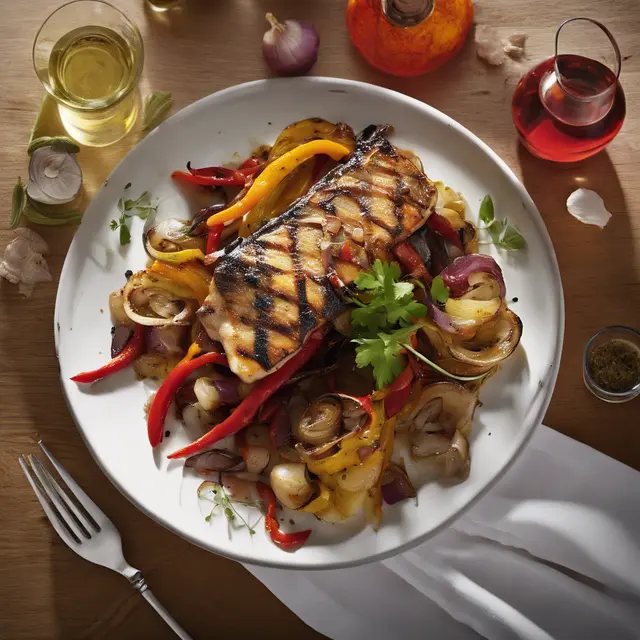 Foto de Grilled Pintado with Roasted Onions and Peppers