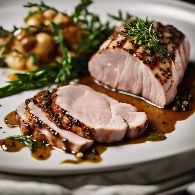 Foto de Pork Loin with Peppercorn and Herb Sauce