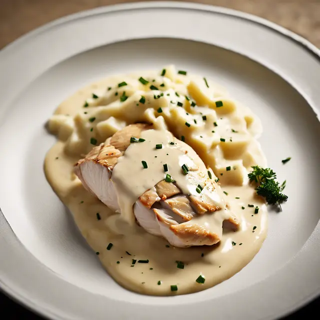 Foto de Chicken Breast with Mashed Potatoes and Cognac Cream Sauce