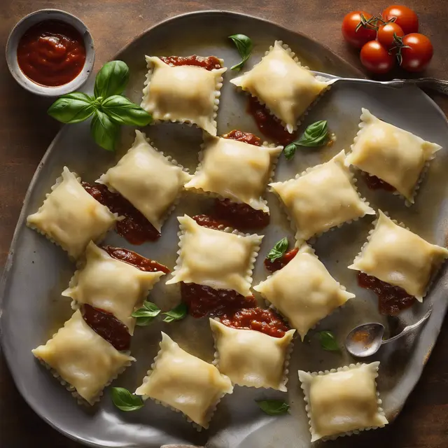 Foto de Mozzarella Stuffed Ravioli with Eggplant and Tomato Sauce