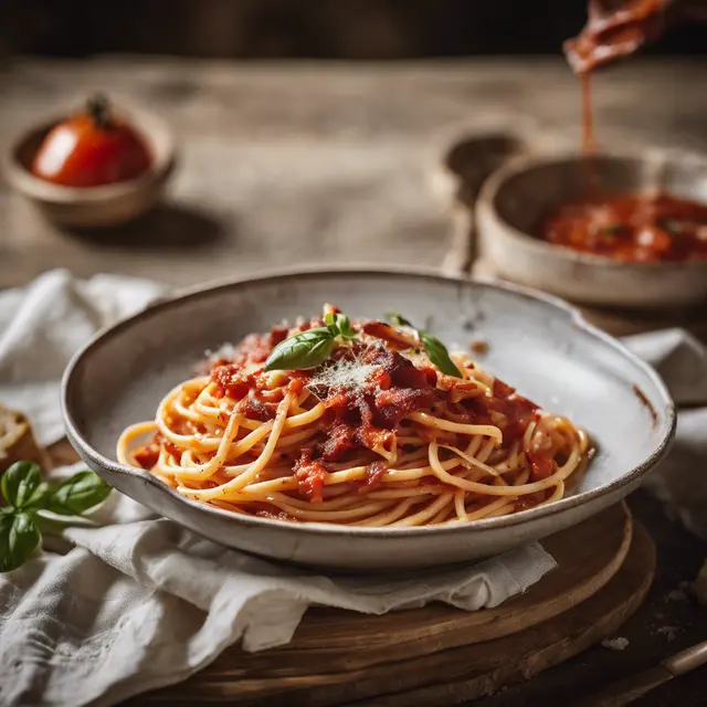 Foto de Bacon Bucatini with Tomato Sauce