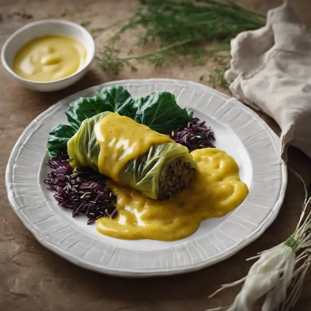 Foto de Wild Rice Stuffed Cabbage Rolls with Saffron Sauce