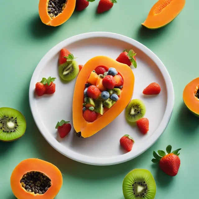 Foto de Papaya stuffed with strawberries and kiwi