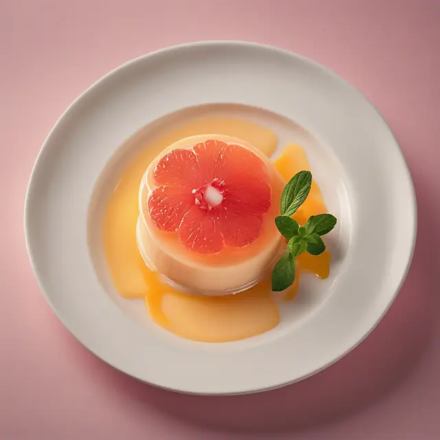 Foto de Condensed Milk Pudding in Grapefruit with Acerola Syrup