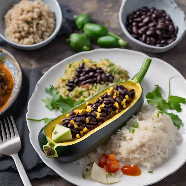 Foto de Stuffed Zucchini with Tamarind Sauce and Black Bean Salad