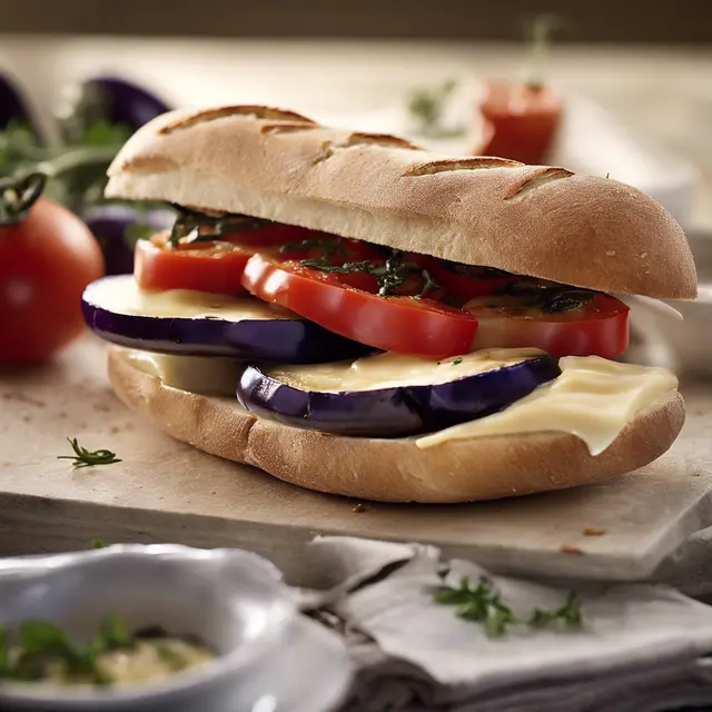 Foto de Eggplant, Tomato, and Provolone Sandwich