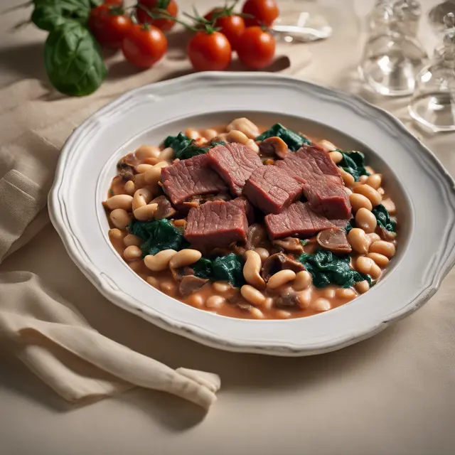 Foto de Dried Beef Casserole with White Beans and Spinach Sauce