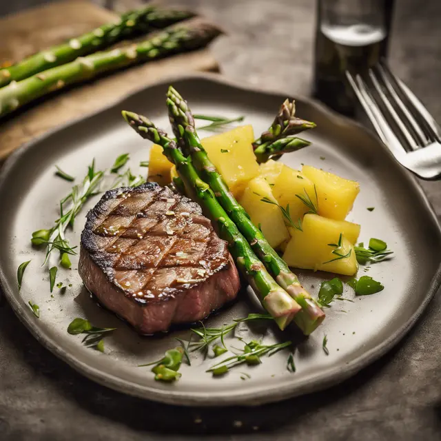 Foto de Tender Mignon with Fresh Asparagus and Pineapple