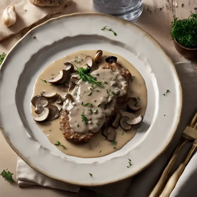 Foto de Mushroom Cream Sauce Veal (Thinly Sliced Veal Cutlets)