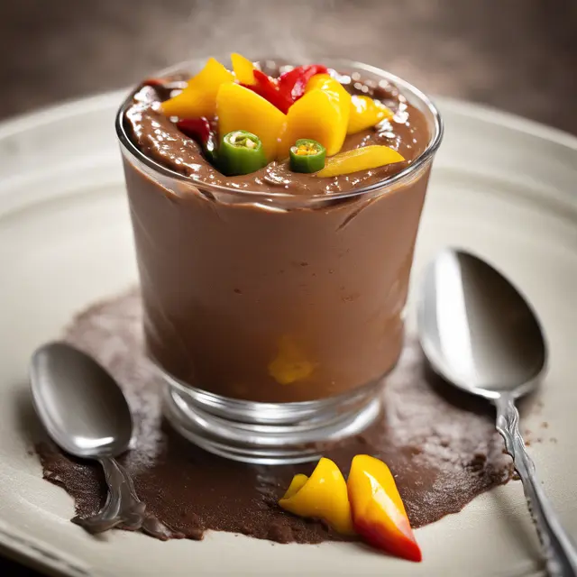 Foto de Cocoa Pudding with Mango and Peppers