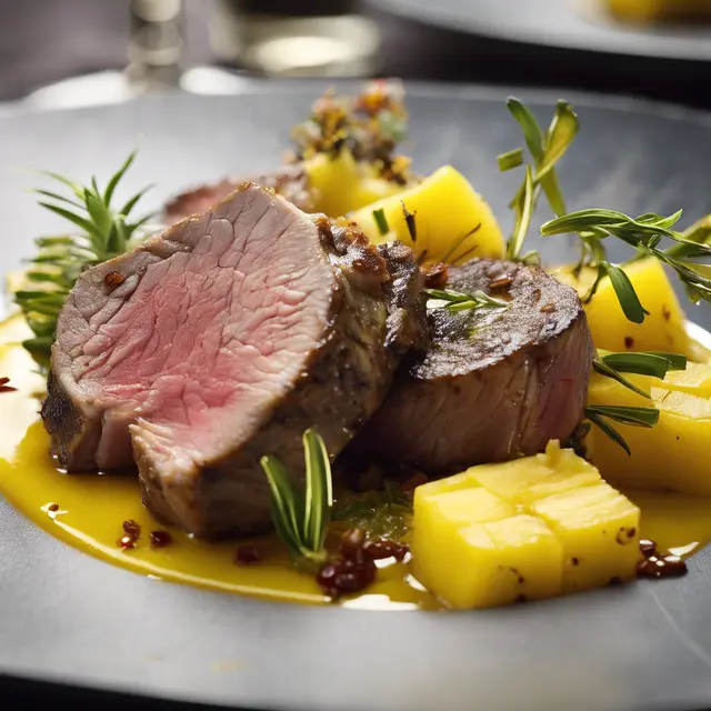 Foto de Lamb with estragon and pineapple