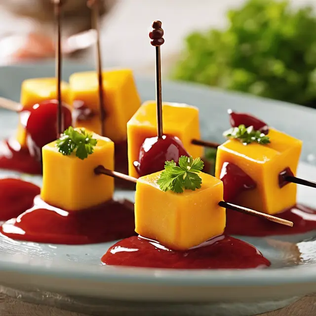 Foto de Mango Skewer with Red Fruit Sauce