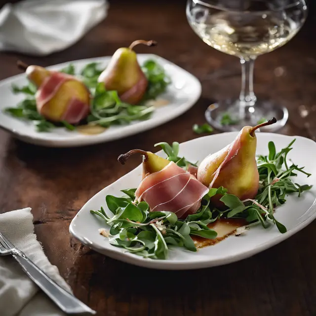 Foto de Prosciutto-Wrapped Pear with Cheese and Arugula