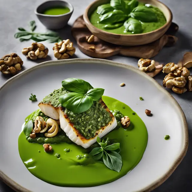 Foto de Fresh Palm Heart with Pesto Sauce over Cod