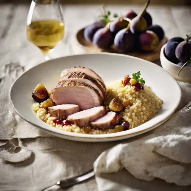 Foto de Pork Loin with Fruits Couscous and White Wine Sauce