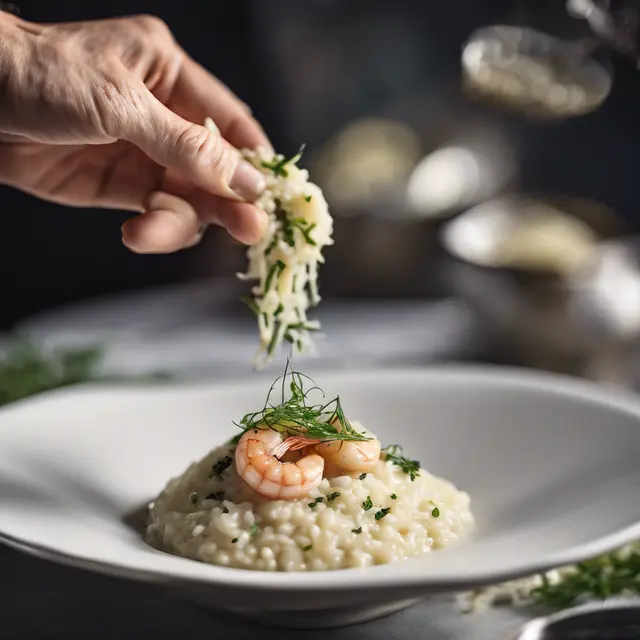 Foto de Sweet Cicely Risotto with Shrimp and Sweet Herbs